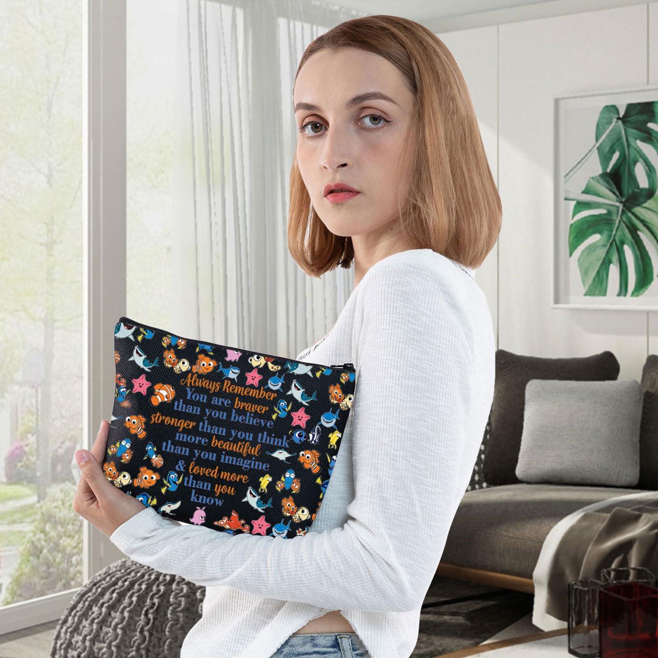 WZMPA WZMPA Nemo Cosmetic Bag Bruce & Marlin & Crush & Dory & Fans Gift You Are Braver Stronger Beautiful Than You Know Nemo Makeup Zipper Pouch Bag Dory Merch (Nemo-BL)