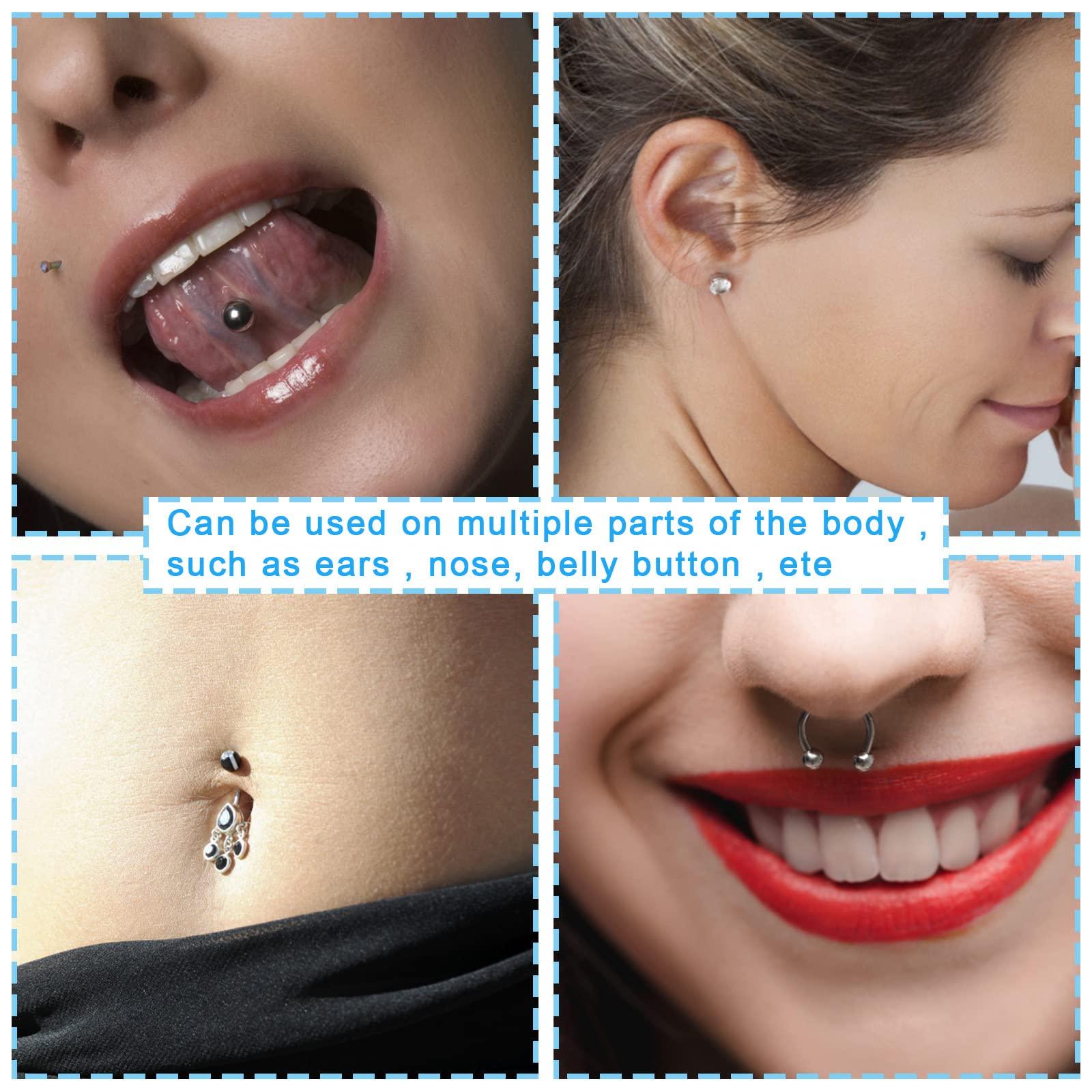 DolweJoy Ear Piercing Kit Professional Piercing Gun Reusable Body Nose Lip Earrings Piercing Tool with Stainless Steel Studs Silver Sticks for Salon Home Use