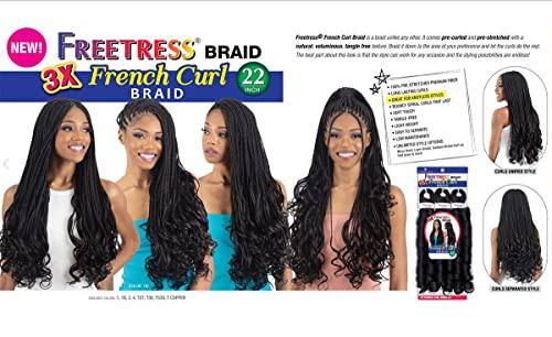 FREE TRESS FreeTress Crochet Braids 3X French Curl 22\" (pack of 3, T530)