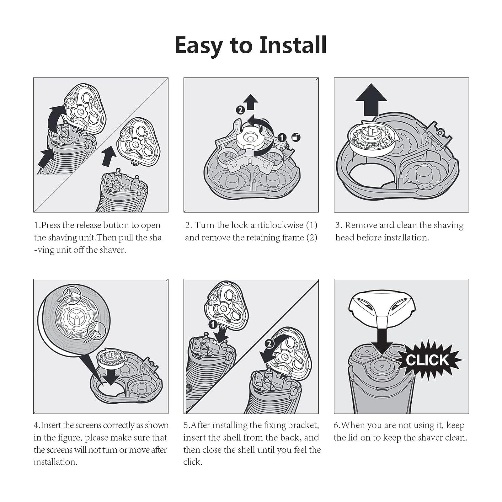 Ruixin HQ9 Replacement Shaver Head Blades for Philips Norelco HQ9070 HQ9080 HQ8240/8260 PT920 8140XL 8160XL 8170XL, 6 pcs