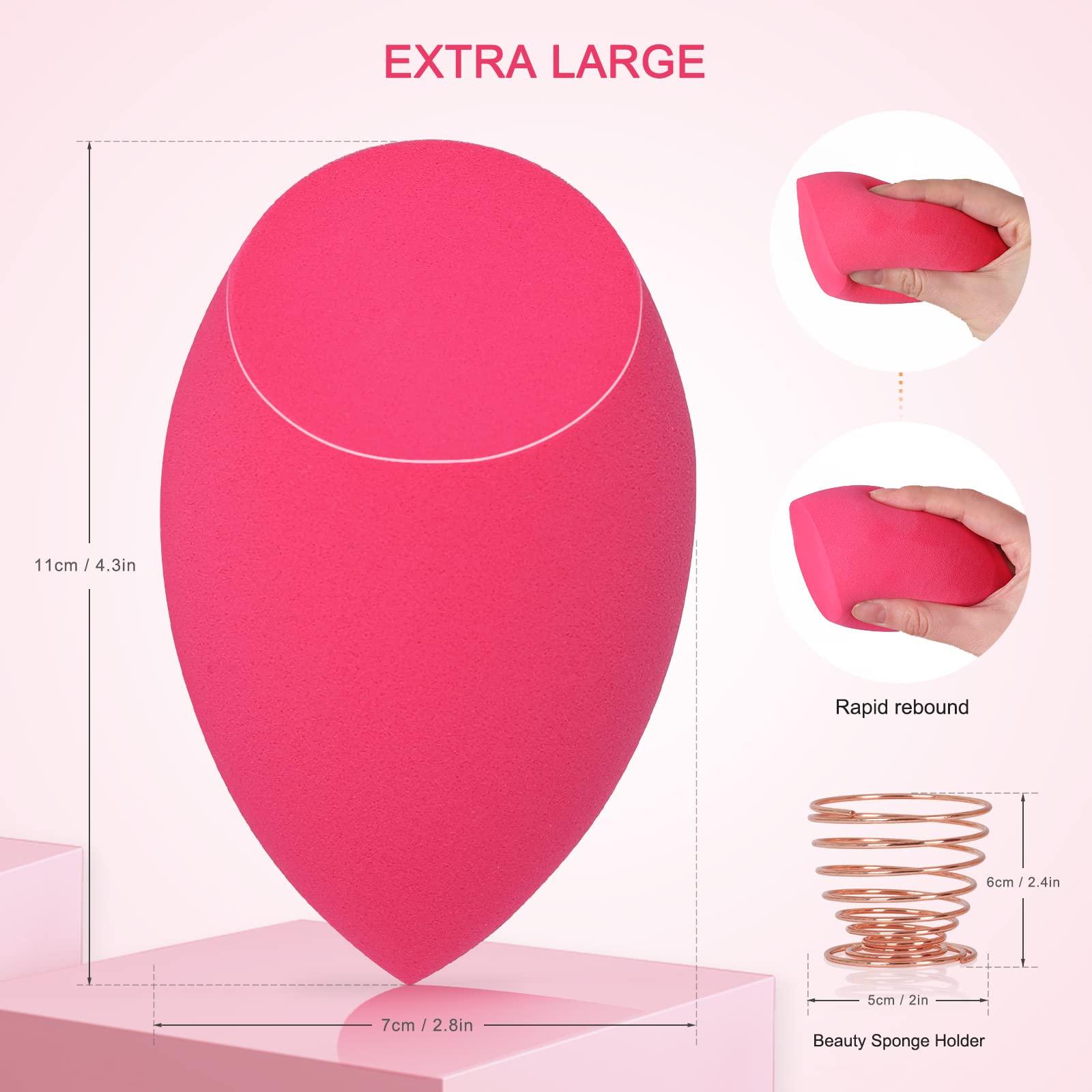 OtNiap EXTRA LARGE 11CM Make Up Beauty Sponges Blender BIG for Face & BODY (1x Small 1x Large) -With 2 Sponge Holder- FASTER FLAWLESS APPLICATION for Foundation/Fake Tan/Powder/Blending/Setting/