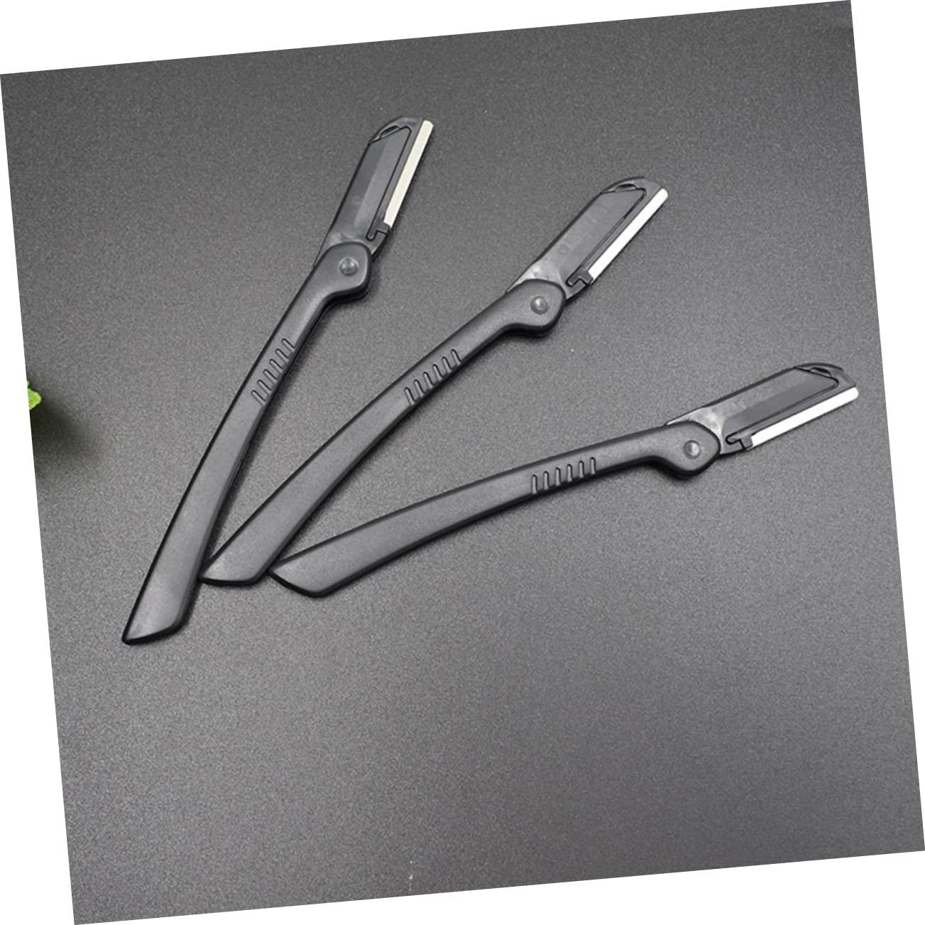 BELLIFFY BELLIFFY Portable Eyebrow Trimmer Set for Men 10pc Foldable Razor Stainless Steel Black Easy to Clean