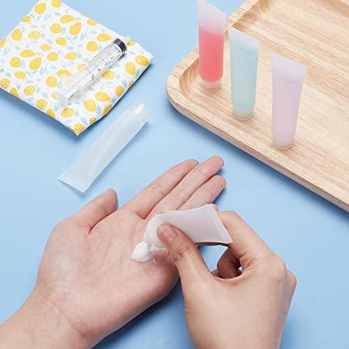 BENECREAT BENECREAT 30 Pack 0.5oz Clear Empty Tubes with Plastic Syringes Clear Squeezable Cosmetic Containers Refillable Plastic Tubes for Shampoo Facial Cleanser Makeup Sample