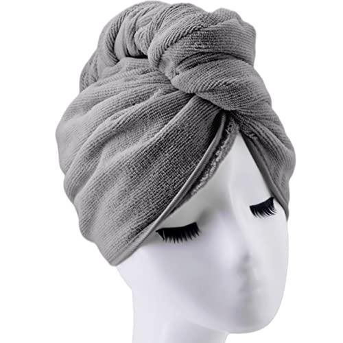 POLYTE POLYTE Microfiber Hair Turban Wrap Drying Towel (12x28 Large, 2 Dark Gray)