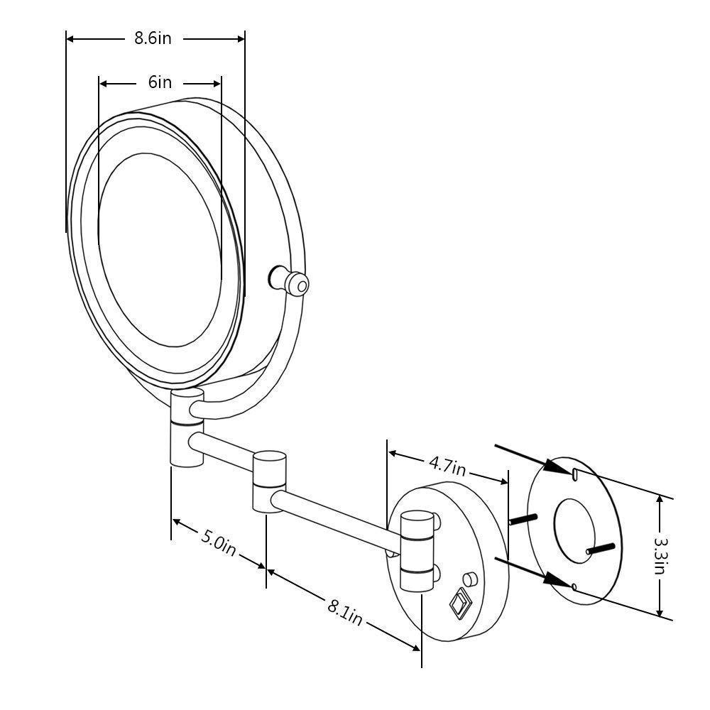 RomildaYuan RomildaYuan Wall Mount Makeup Mirror 5X Magnifcation with Lights, Wall Mount Vanity Mirror Oil Rubbed Bronze, Double Sided Bathroom Magnifying Mirror LED Lighted with Plug, 8.5 Inch, Brass