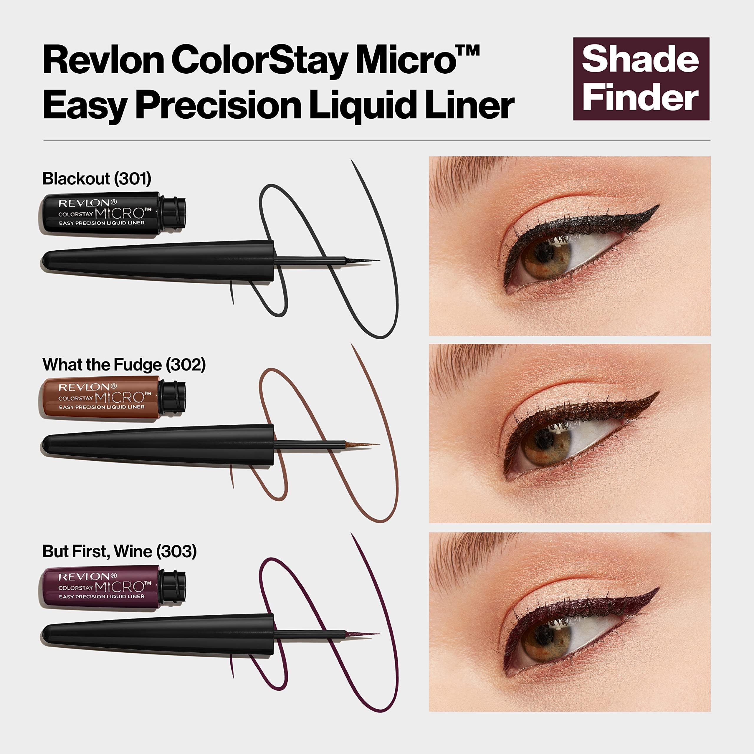 REVLON REVLON ColorStay Micro Easy Precision Liquid Eyeliner, Waterproof, Smudgeproof, Longwearing with Felt Tip Applicator, 302 What the Fudge, 0.057 fl oz