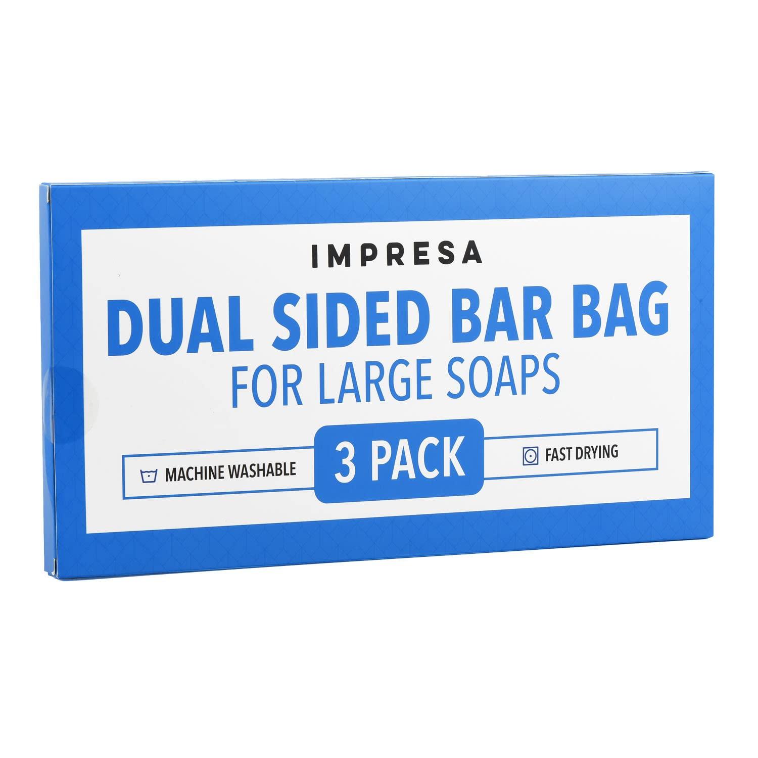 IMPRESA IMPRESA [3 Pack] Exfoliating Large Bar Soap Saver Pouch fits Duke Cannon Bar Soaps, Soap Scrubber Pouch Holds Up To 4.58 x 2.75 x 1.5 Inches Soaps