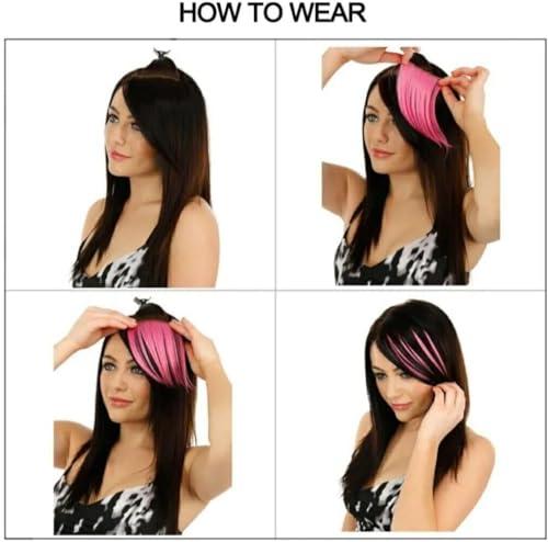 Belle G Clip In Rainbow Hair Fringe Bang, Human Hair, Side Swept Style (Blonde)