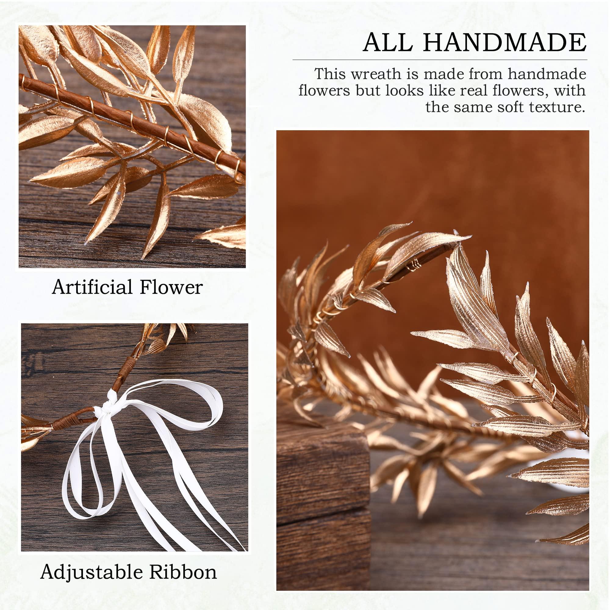 MOSTORY MOSTORY Golden Greek Laurel Crown - God Elf Leaf Headpiece Royal Kings Headband Elven Circlet for for Adult Queen Renaissance Halloween Cosplay Outfit