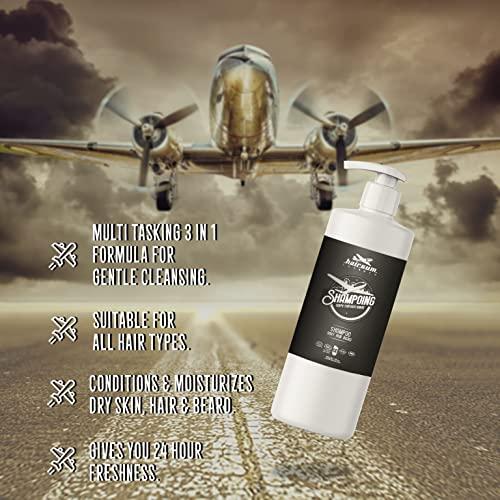 Hairgum Hairgum Mens Hair & Beard Shampoo - All In One Hair Shampoo For Men - Beard and Mustache Hair Moisturizing Mens Shampoo - Cleansing Hair and Beard Shampoo with Shea Oil (31 oz)