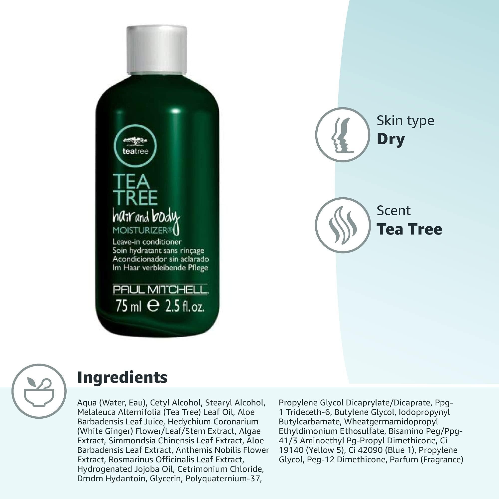 Tea Tree Tea Tree Hair and Body Moisturizer Leave-In Conditioner, Body Lotion, After-Shave Cream, For All Hair + Skin Types, 2.5 fl. oz.