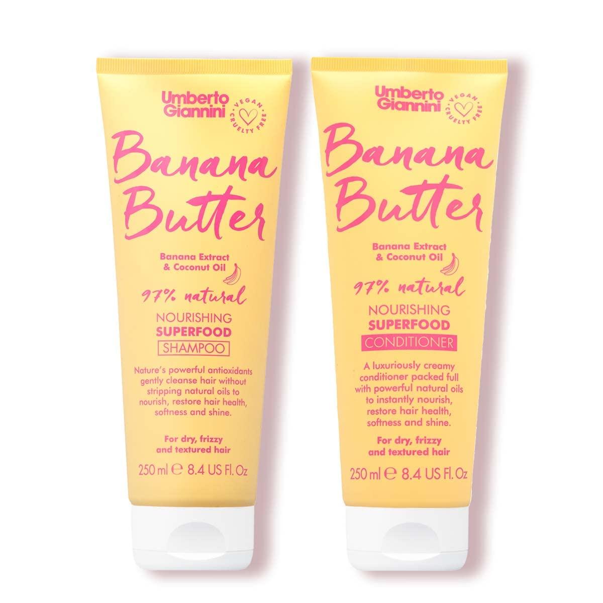 Umberto Giannini Umberto Giannini Banana Butter Nourishing Superfood Shampoo & Conditioner Set, Vegan & Cruelty Free Moisturising Formula for Dry, Textured or Frizzy Hair