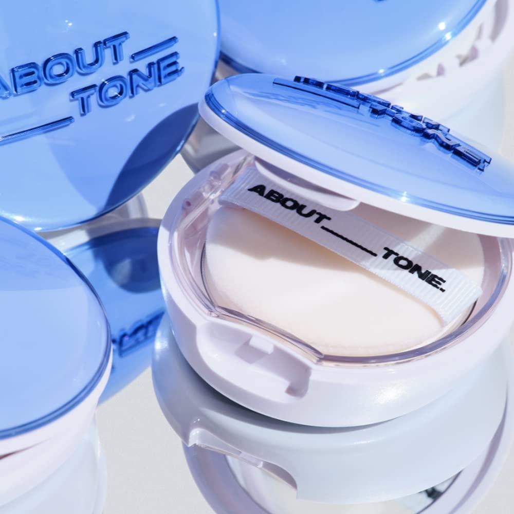 ABOUT TONE [ABOUT TONE] Blur Powder Pact (1.5 COOL FAIR) + Air Fit Powder Pact BUNDLE SET/Pressed Powder Pact with Mirror and Puff, Face Makeup Setting Powder, Finishing Powder with Sebum Control, Vegan