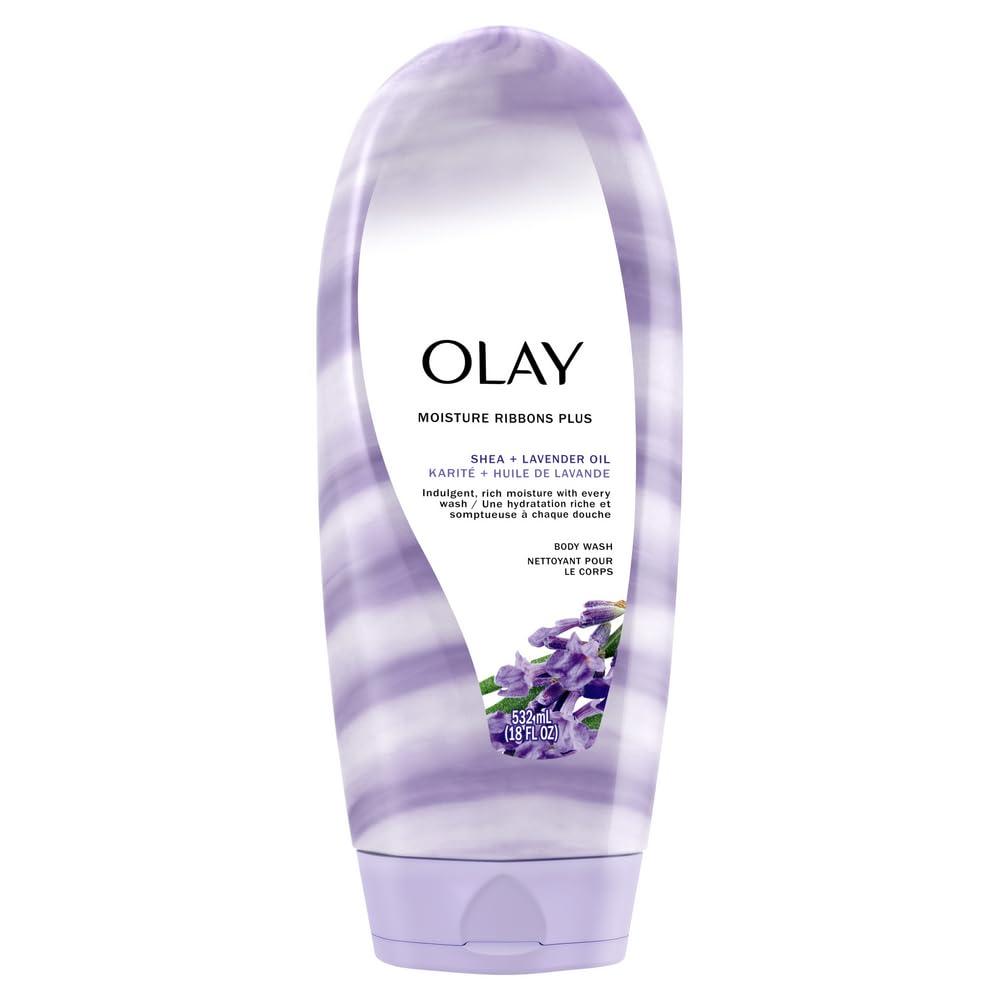 Olay Olay Moisture Ribbons Plus for Women, Shea + Lavender Oil Scent Body Wash, 18 oz