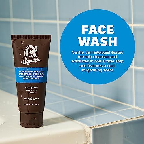 Dr. Squatch Dr. Squatch Men\'s Face Wash and Bar Soap Bundle - Exfoliating Face Wash made with Natural Ingredients - Fresh Falls Face Wash and Fresh Falls, Cedar Citrus, and Spearmint Basil Bar Soap