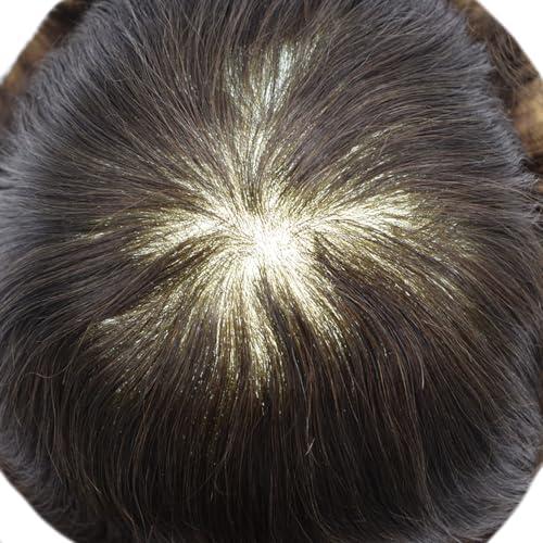 Generic Men\'s Hair Replacement System Human Hairpieces Toupee for Men 0.04-0.06MM Thin Skin PU V-Looped Mens Toupee Men hair Piecce #310 3# DARK BROWN WITH 10% SYNTHETIC GREY