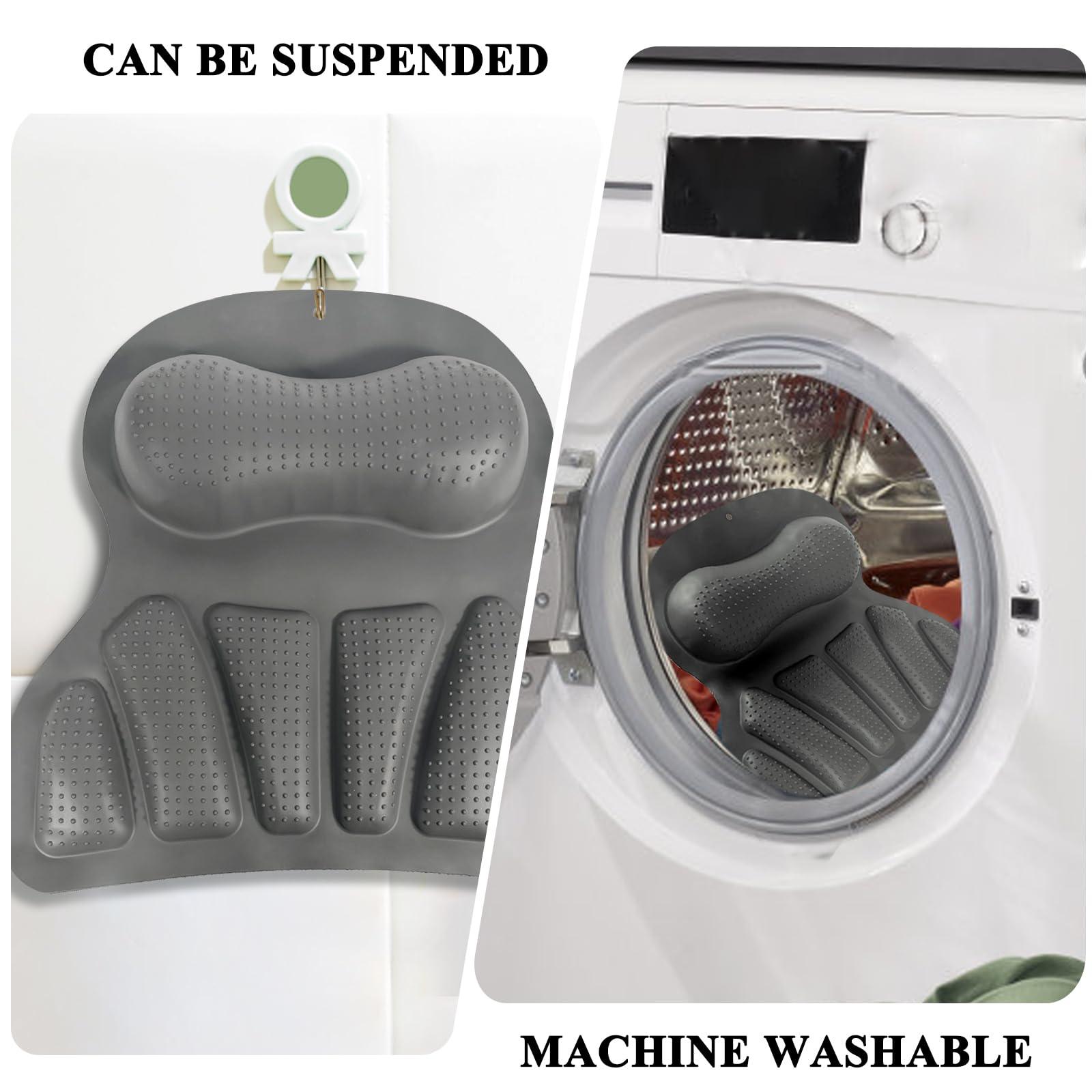 TOBETOPTOOLER Silicone Bath Pillows for Tub,Luxury Bath Pillow Bathtub Pillow Neck and Back Support with Non-Slip Suction Cup Spa Gifts for Women (Grey)