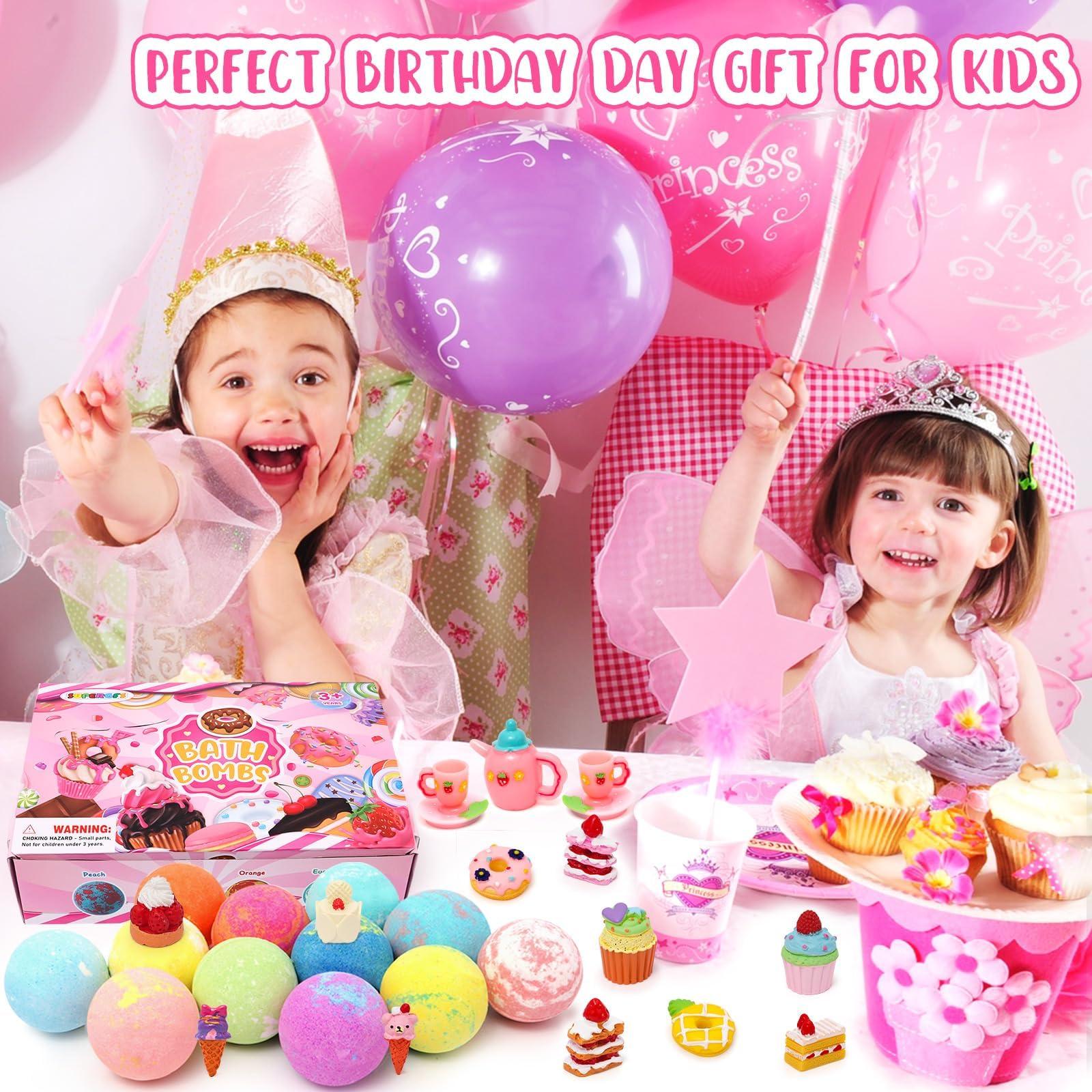 SUPERGFS Bath Bombs for Kids Bath Bomb Gift Set Natural Bubble Bathbombs Fizzy Spa Bath for Kids Girls Birthday Valentines Day Gift