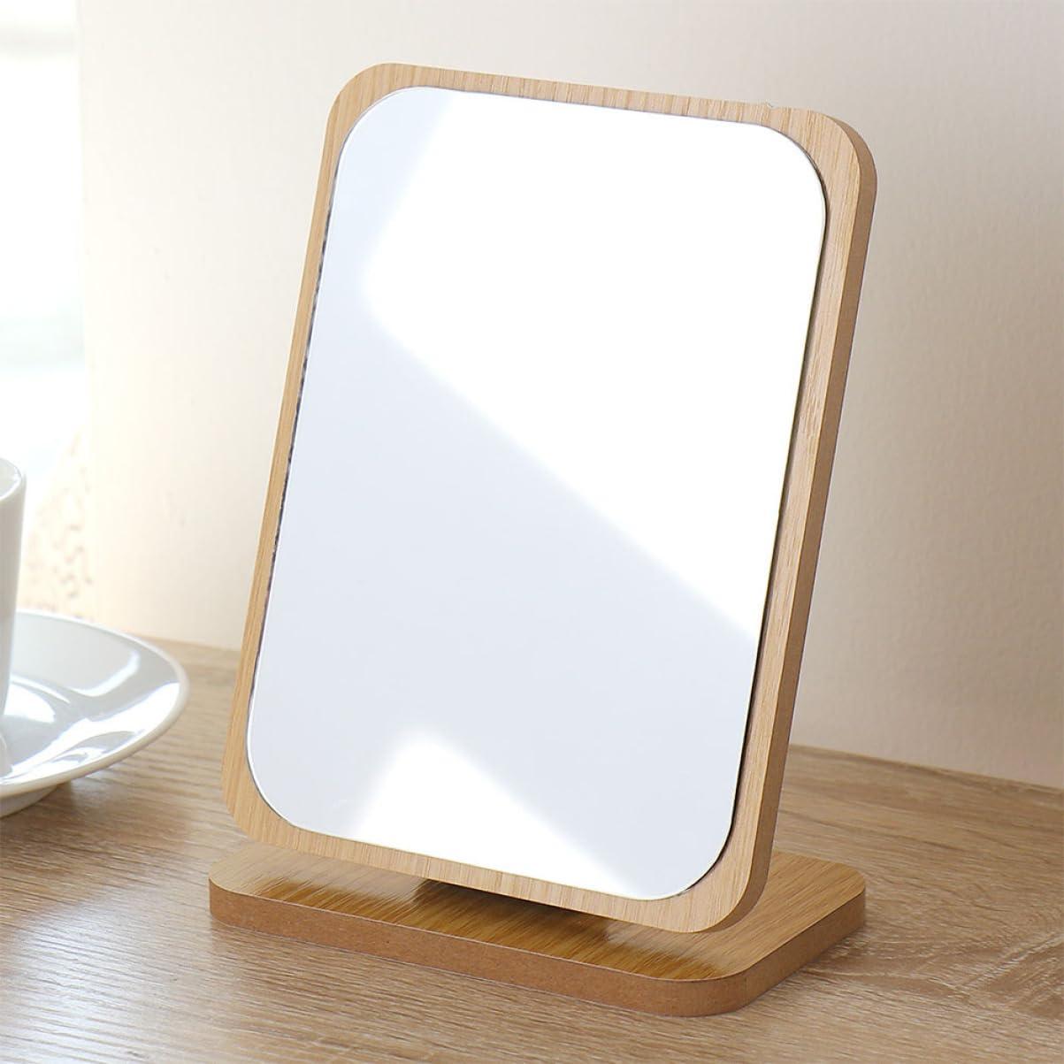 WOONEKY WOONEKY Vanity Mirror Small Mirror with Stand Foldable Mirror Rectangle Table Mirror Portable Makeup Mirror Standing Mirror True Mirror Foldable Dining Table Movable Makeup Mirror Wooden