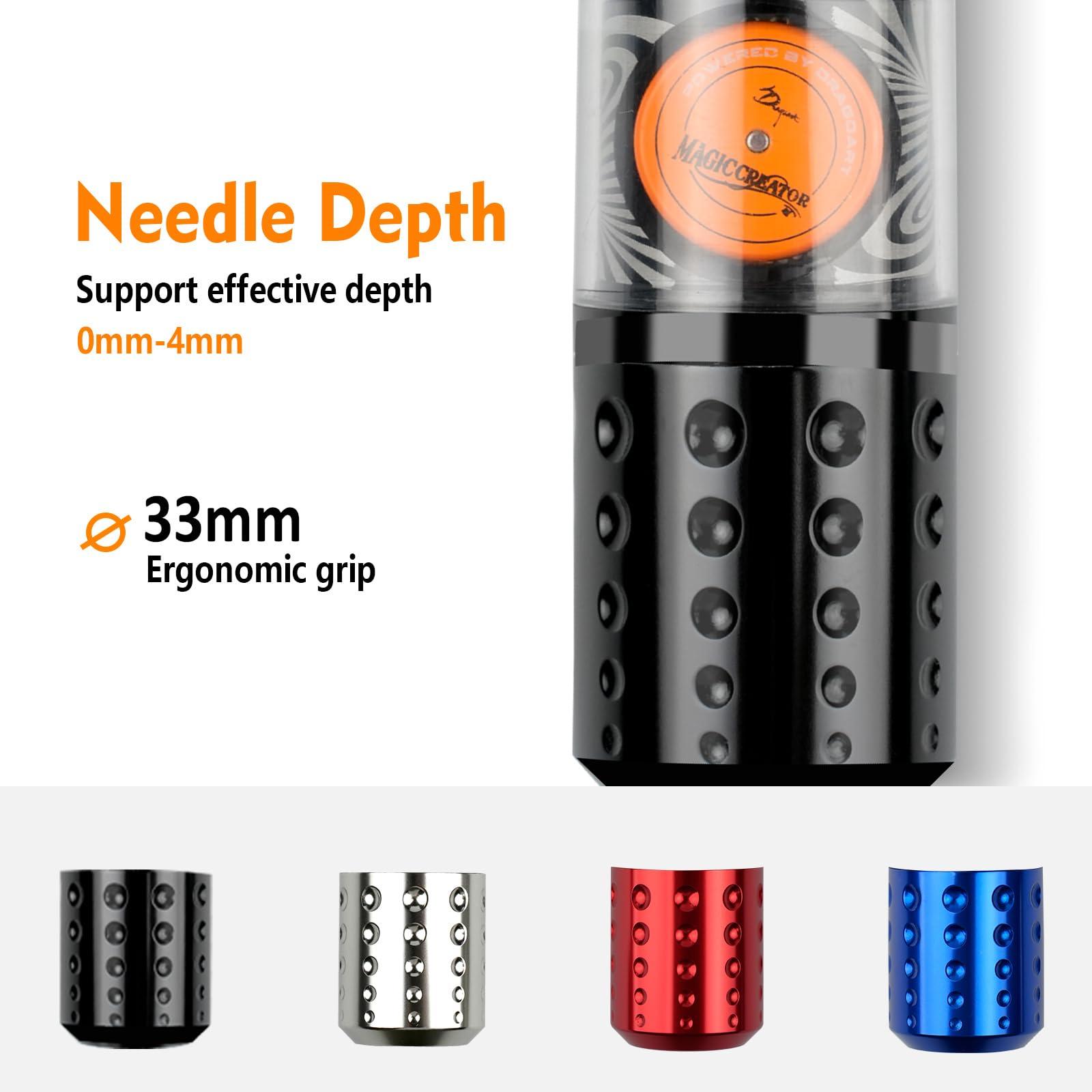 Dragoart Dragoart Tattoo Gun Wireless Tattoo Machine Brushless Motor 10800Rpm, 0-4mm Needle Depth Aluminium Alloy Frame Direct Drive System LED Display, Rotary Tattoo Gun 1300mAh for 6hrs Tattooing (Silver)