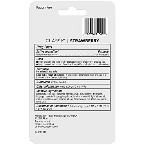 ChapStick ChapStick Classic Strawberry Lip Balm Tubes, Lip Care and Lip Moisturizer - 0.15 Oz each, 3 Count (Pack of 1)