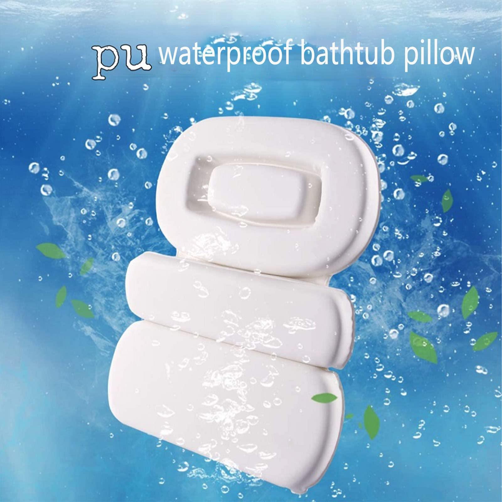 AttreX AttreX Bath Pillow, 3 Panel Ergonomic, for Bath Neck and Back Support with Non-Slip Suction Cup Spa Bath Mat Pillow
