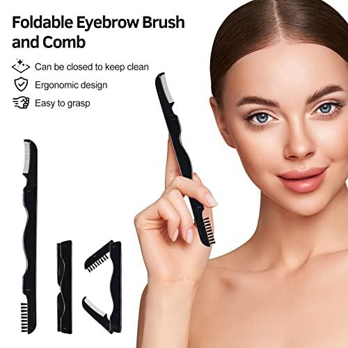 MUIIGOOD Eyelash Curlers Kit for Women w Lash Curler, Eyelash Comb Seperator, 3 in1 Mascara Brushes, Eyelash Extension Tweezers, Foldable Eyebrow Brush and Comb, 10 Silicone Refills Pads for Natural Eyelashes