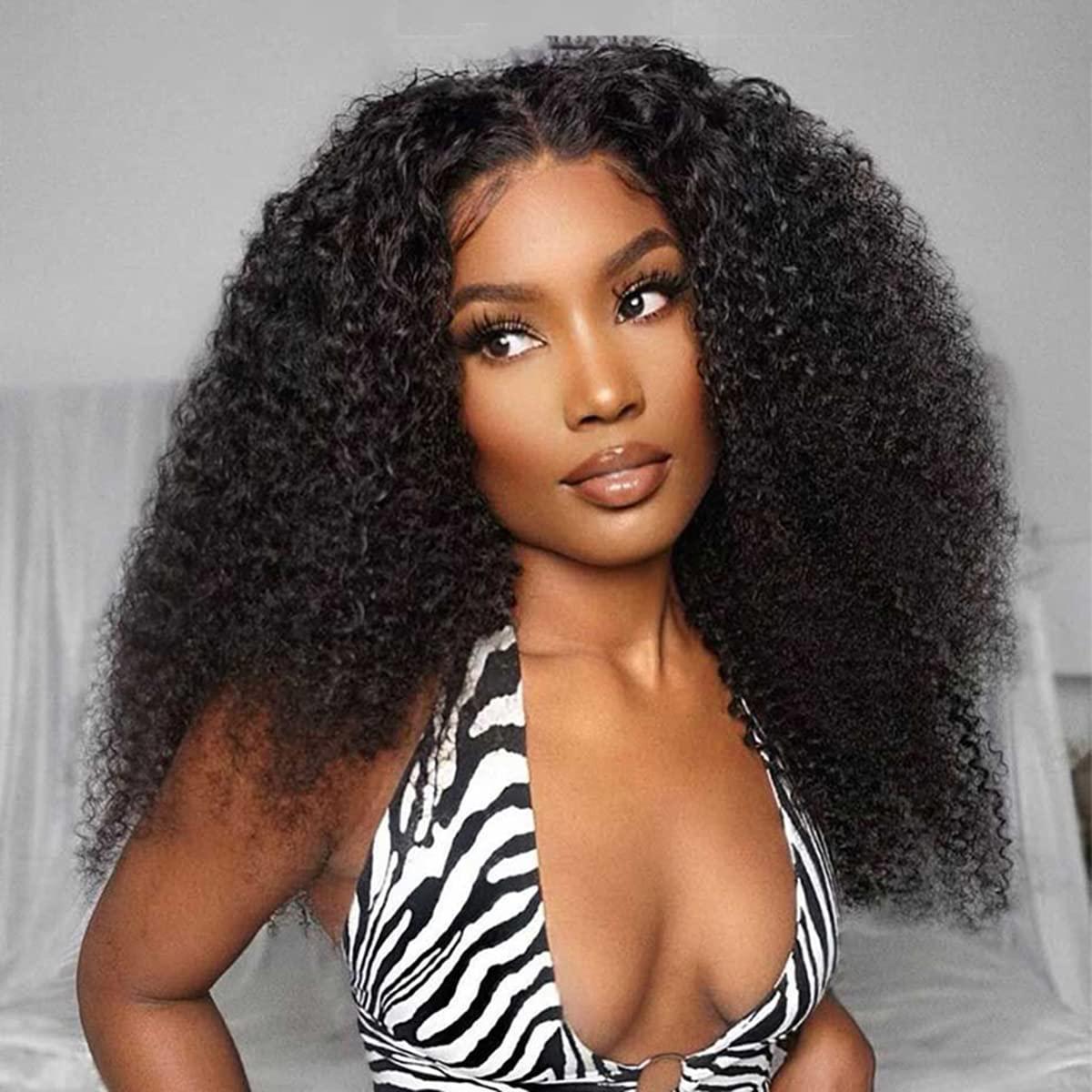 ISEE ISEE HAIR HD Lace Front Wigs Human Hair Kinky Curly Wigs Wear & Go Glueless Lace Wigs For Women No Glue 4x6 Lace Pre Cut Wig Human Hair Wigs Transparent Lace Closure Wigs 180% Density 18 Inch