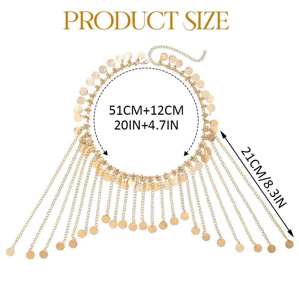 Aukmla Aukmla Sequin Tassel Head Chain Gold Headpiece Hair Chains Festival Costume Headband Hair Accessories for Women