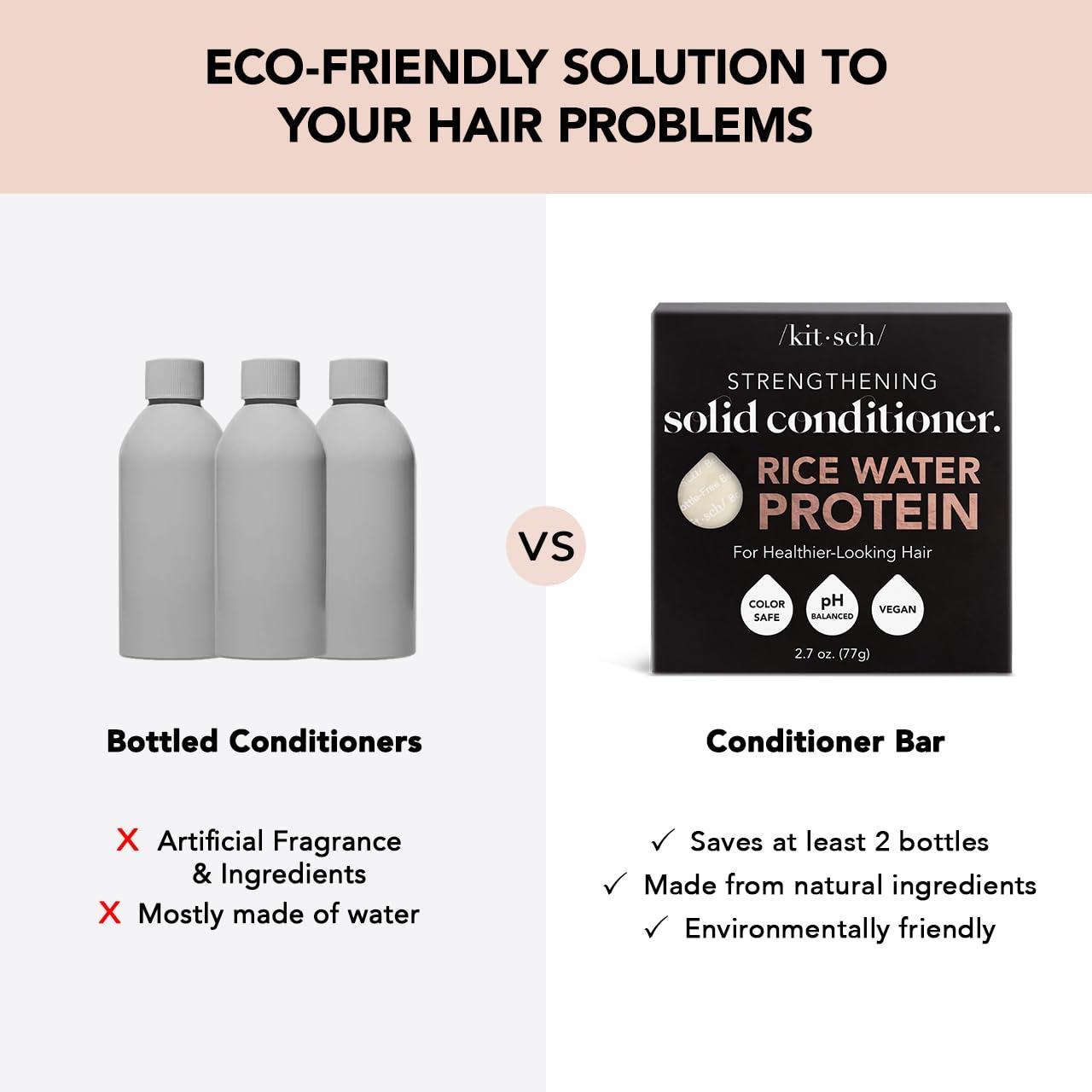 Kitsch Kitsch Rice Bar Shampoo and Conditioner Combo and Shower Filter (Chrome) Bundle with Discount