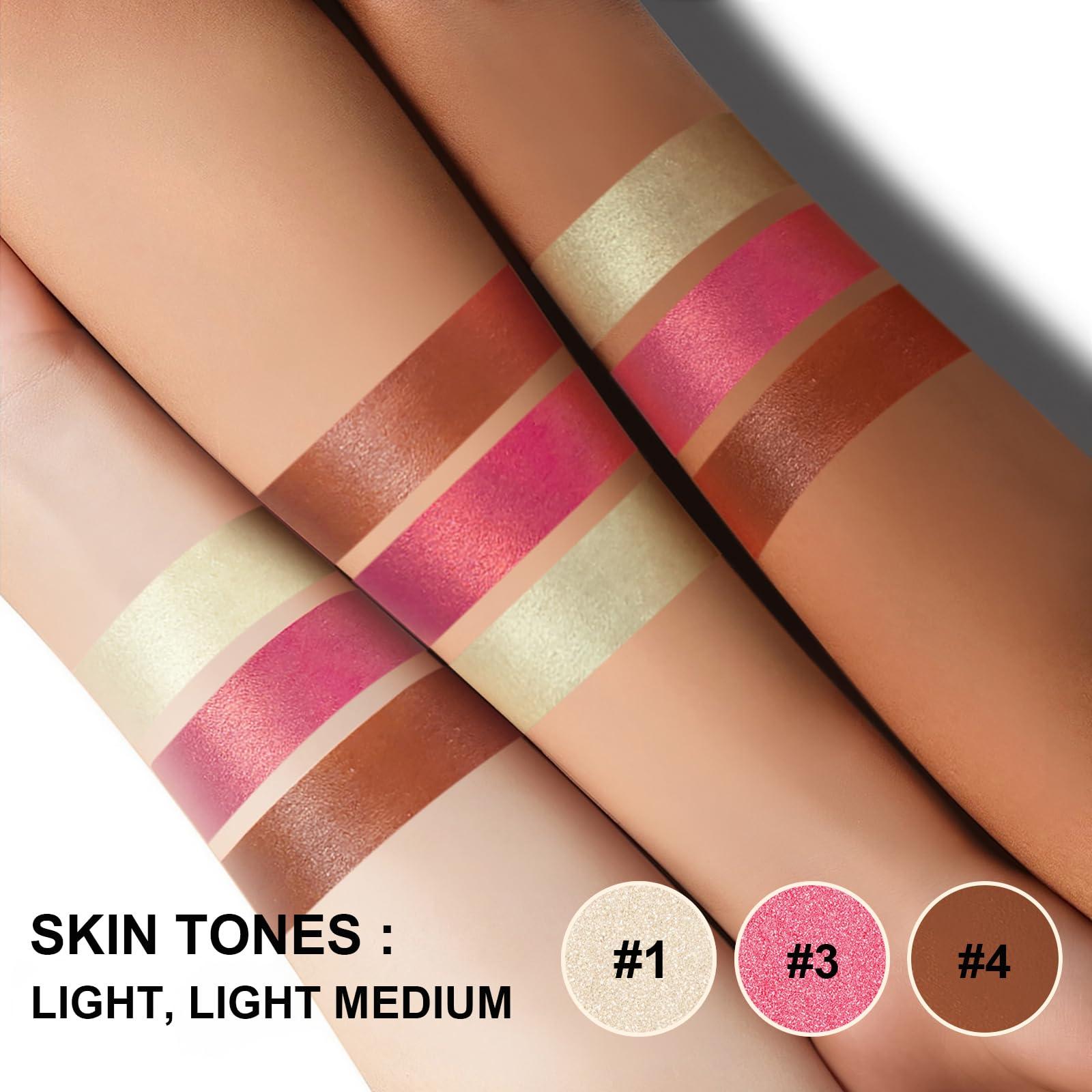 Lezero 3Pcs Cream Contour Stick Makeup Kit, Shades with Highlighter Stick, Blush Stick and Bronzer Stick for Sculpt the Cheeks and Body, Long Lasting,Waterproof, Dewy & Matte Finish, LIGHT(#01,03,04)