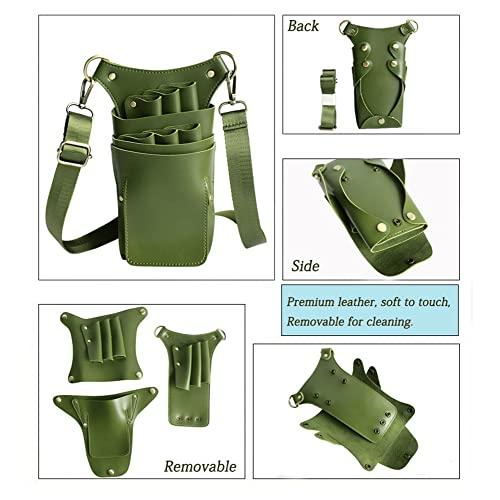 boshiho Scissor Holster Pouch,Boshiho PU Leather Salon Barber Hairdressing Scissors Holster Detachable Hair Stylist Tools Bag Comb Shear Holster with Waist Shoulder Belt