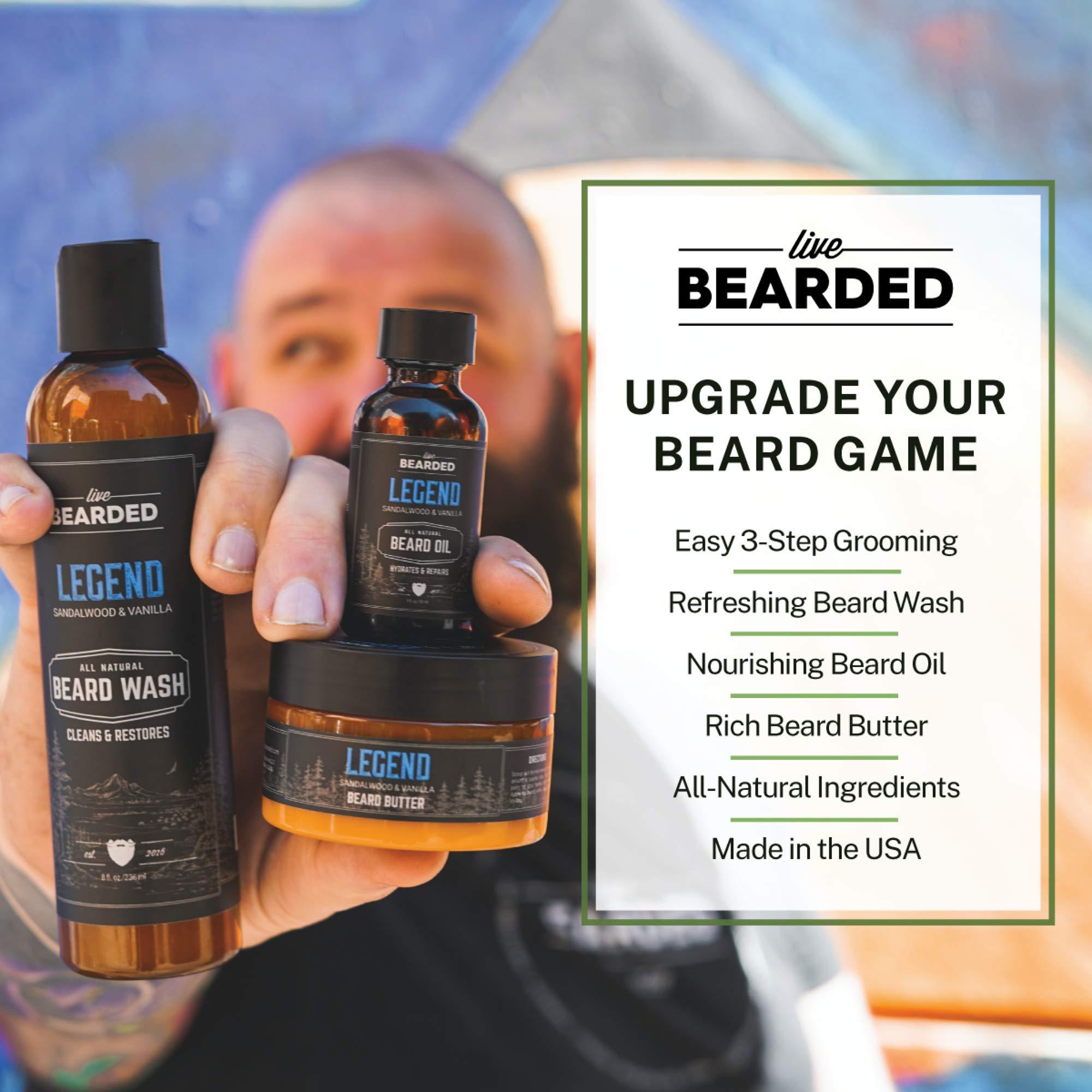 Live Bearded Live Bearded 3-Step Beard Grooming Kit - Wash, Oil and Butter - Made in the USA - All-Natural Ingredients with Shea, Jojoba - Growth Support | Canyon Scent - Juniper, Cypress, Fir Needle