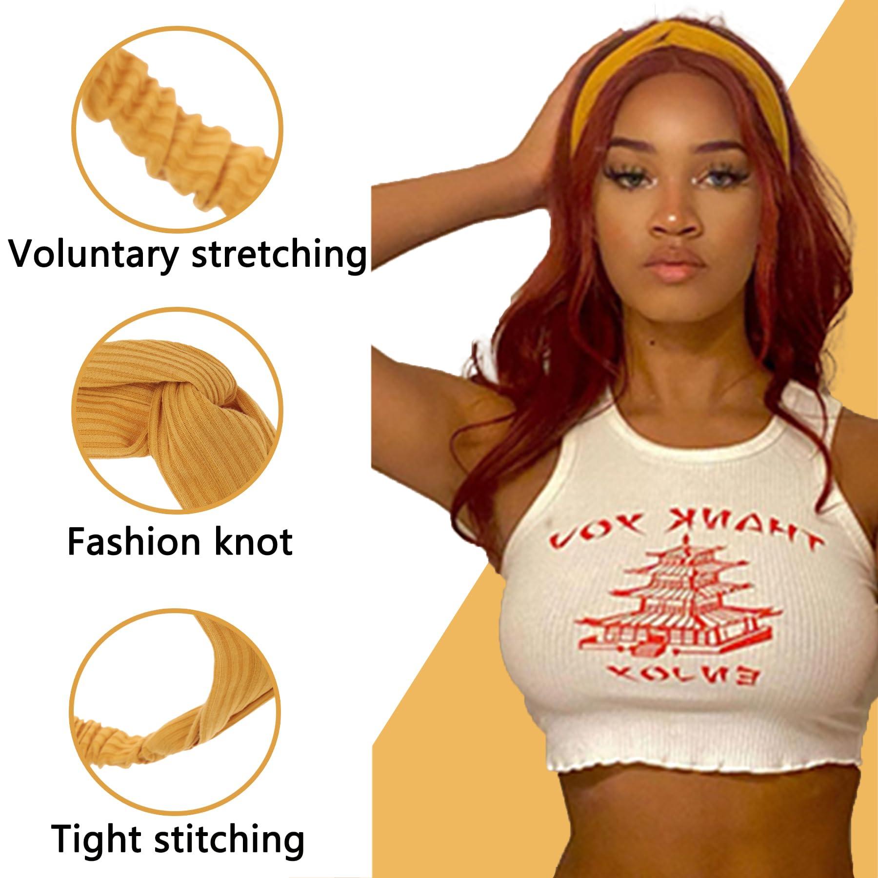 XTREND XTREND 8 Pcs Headbands for Women Twist Cross Knotted Elastic Head Hair Bands Yoga Workout Headbands Non-Slip Soft Headbands Solid Color Head Band Simple Versatile Hair Accessory Headbands