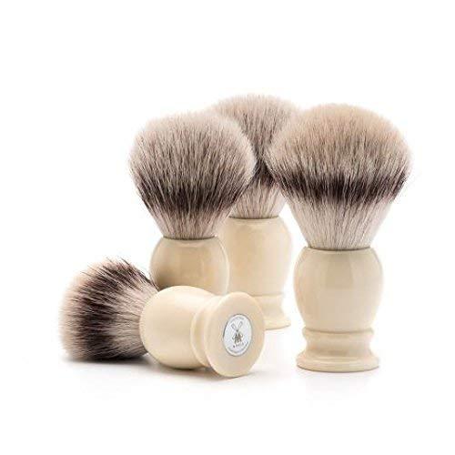 M MÜHLE MÜHLE Classic Small Faux Ivory Silvertip Fiber Shaving Brush - Synthetic Luxury Shave Brush for Men, Rich Lather