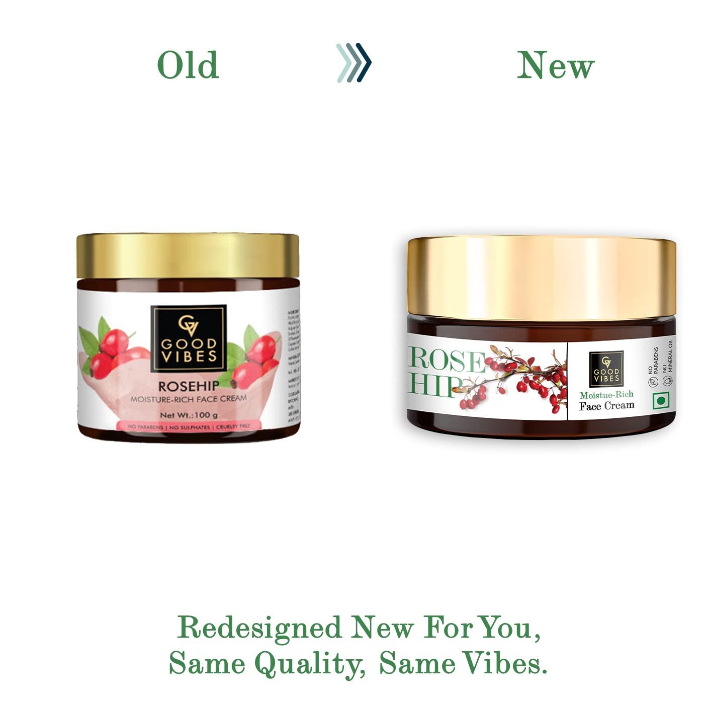 Good Vibes Good Vibes Rosehip Moisture-Rich Face Cream - 100 g - Softening and Nourishing for Dry, Dull and Uneven Skin