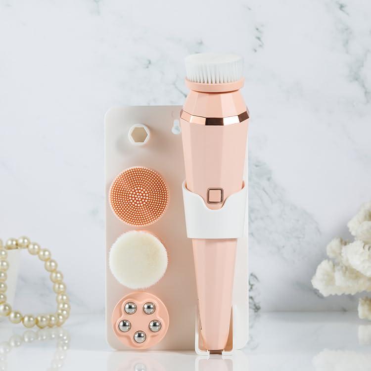 Voibuty V Multifunctional Facial Cleanser, Silicone Facial Brush, one Machine, Multi Head Facial Cleanser, Cleaning and Massage Facial CleanserExfoliateMassage,360 Rotation Cleanser