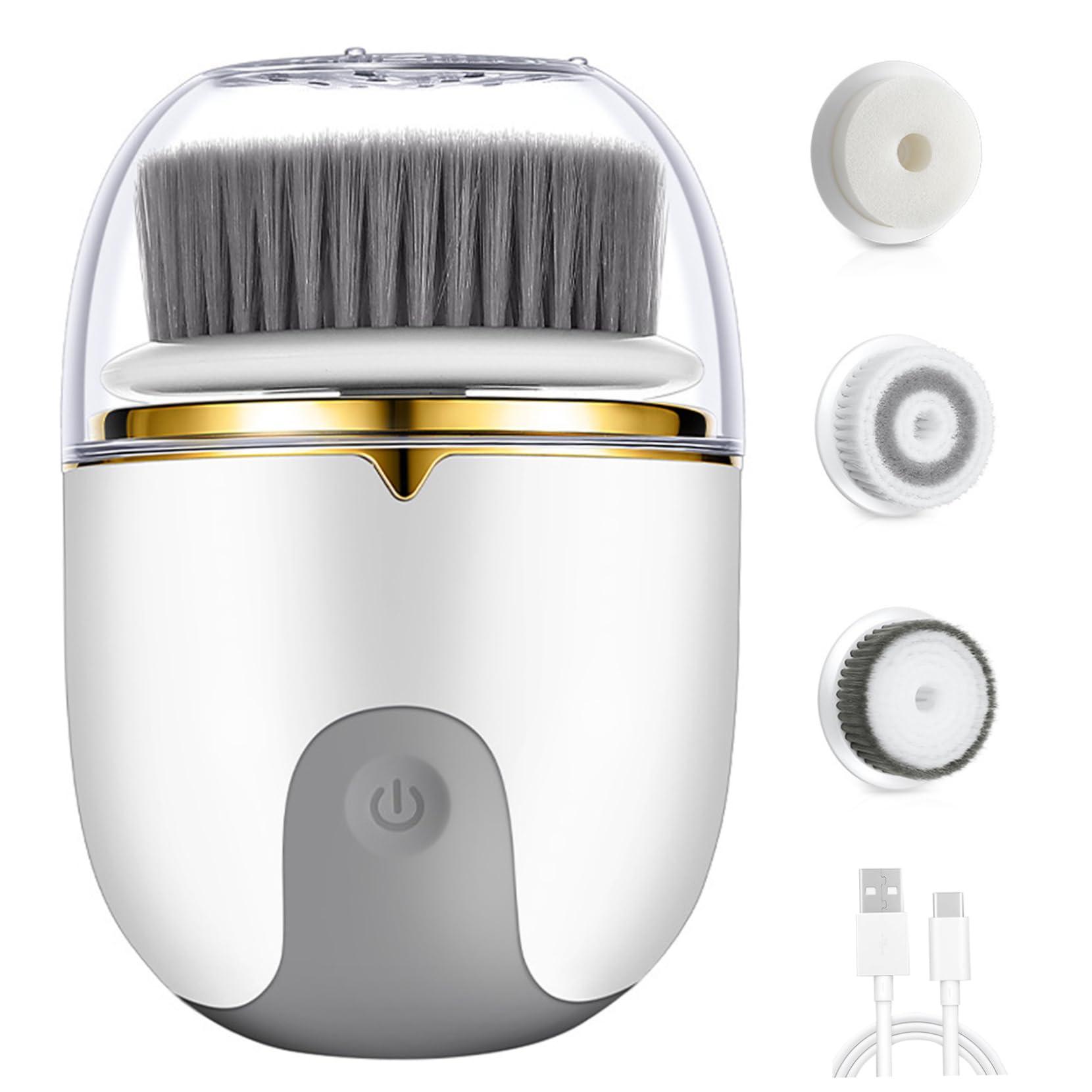 Veesper Facial Cleansing Brush 2 Modes Waterproof Electric Face Scrubber, USB Rechargeable Exfoliating Face Brush Cleanser with 3 Heads,Beauty Appliances for Exfoliating,Cleansing,Massaging Beauty Appliances