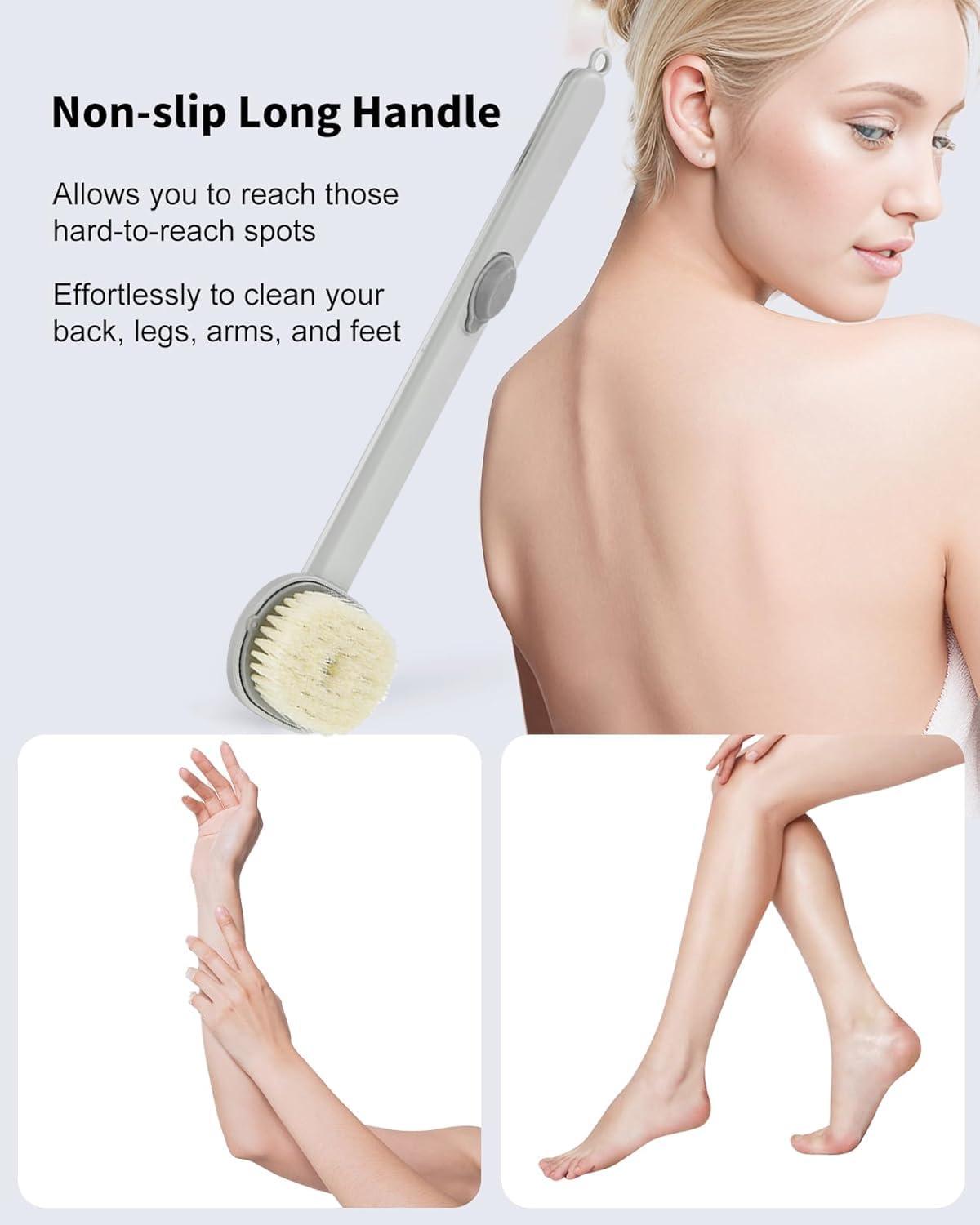 JayKaiva Welnax Deeclean Bath Brush, Back Brush Long Handle Bath Massage Cleaning Brush,Back Scrubber for Shower with Soap Dispenser (5#)