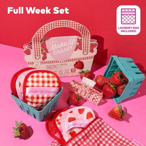 Makeup Eraser The Original Makeup Eraser, 7-Day Set, Erase All Makeup with Just Water, Including Waterproof Mascara, Eyeliner, Foundation, Lipstick, Sunscreen, and More! Strawberry Fields, 7ct.