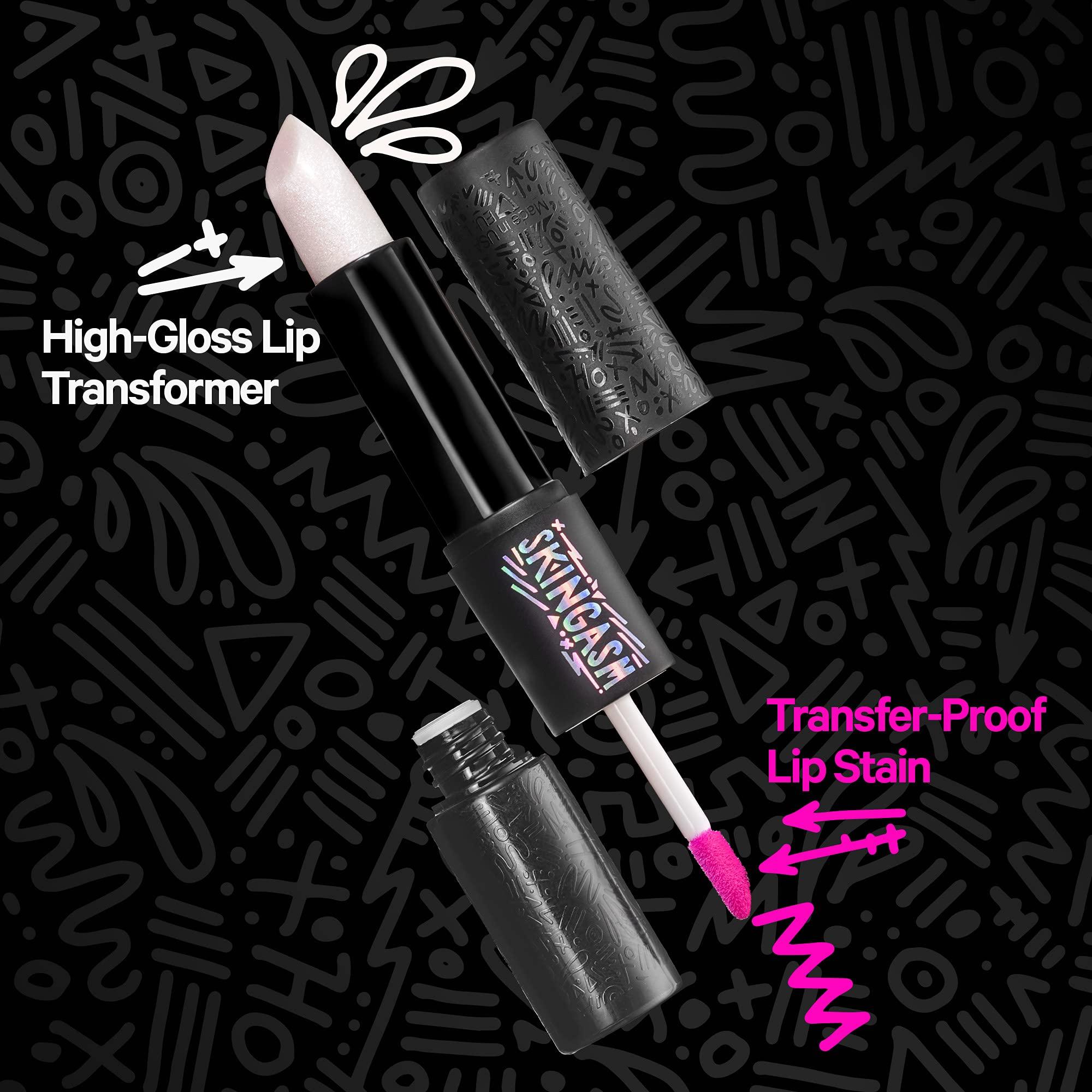 SKINGASM SKINGASM All Nighter Lip Stain & Lip Transformer- A Cruelty-Free Dual-Sided Matte Lipstick and Lip Gloss - Long Lasting Lipstick & Prismatic Shine - Kiss-Proof Color (Flirt It UP (Pink))