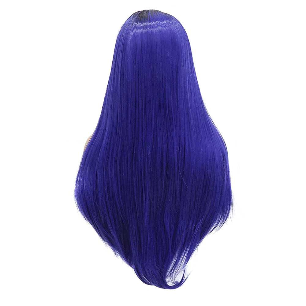 PAYNAN Blue Lace Wig Synthetic Lace Front Wigs Straight Hair Black Root Heat Resistant Fiber Wig