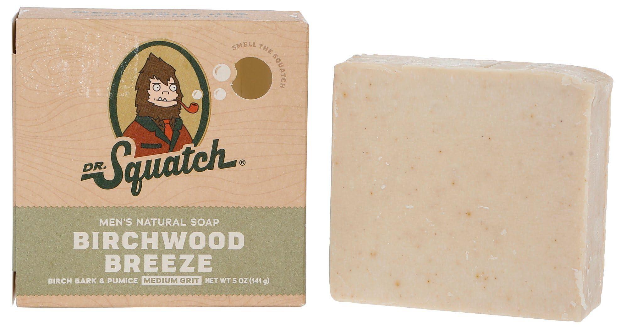 Dr. Squatch DR SQUATCH All Natural Bar Soap for Men with Medium Grit - Birchwood Breeze 5 Ounce (Pack of 1)