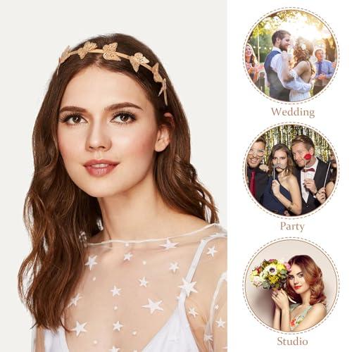 Beaupretty Butterfly Headband,Hollow Metal Headband Alloy Tiara Headpiece Hair Accessories for Women Girls,Gold