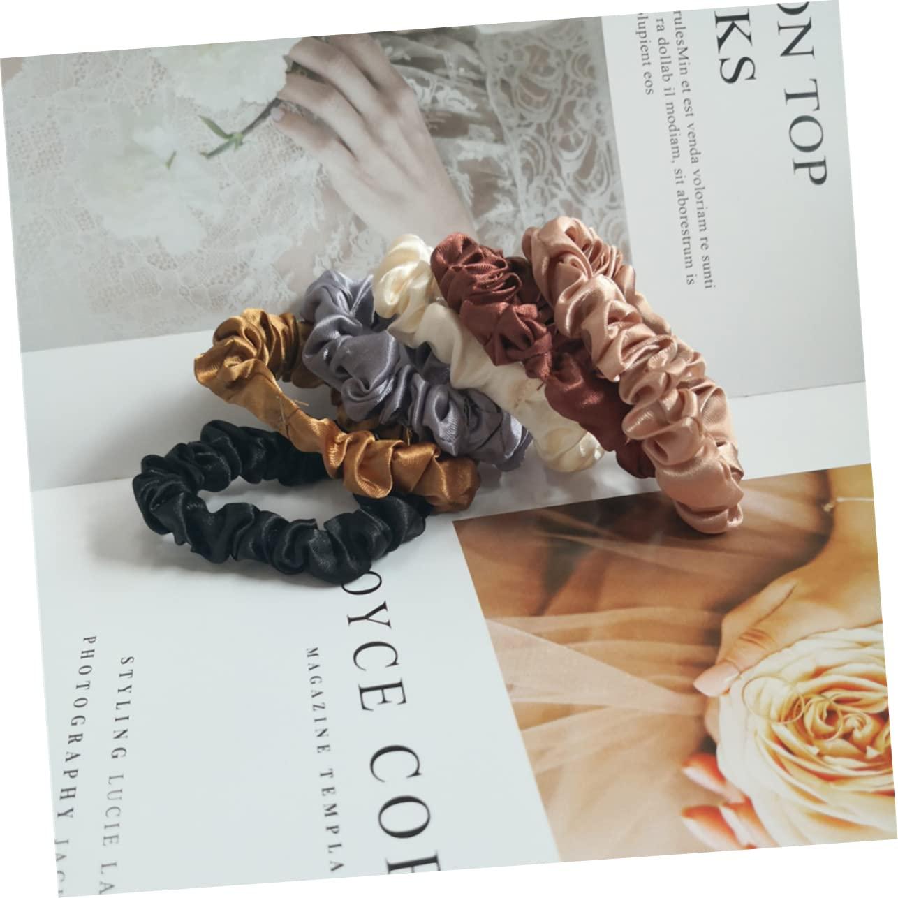 VINTORKY VINTORKY Chic Retro Hair Ties Set 12 Pcs Silk Satin Hair Bands for Girls Ponytail Holders Stretchy Elastic for Women