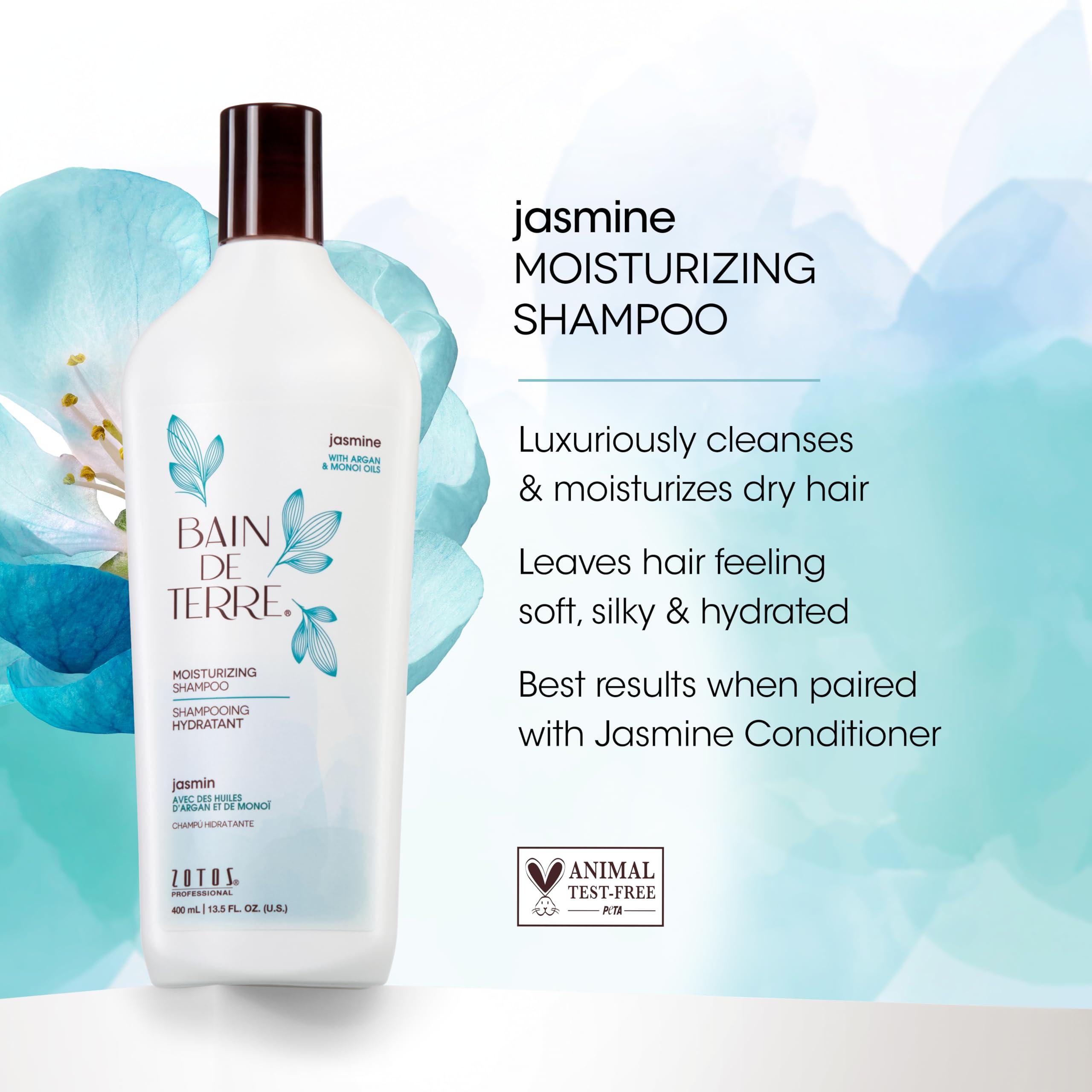 Bain de Terre Bain de Terre Jasmine Moisturizing Shampoo, Luxurious Hydration for Dry Hair with Argan & Monoi Oils, Paraben-Free, Color-Safe, Vegan, 33.8 Fl Oz