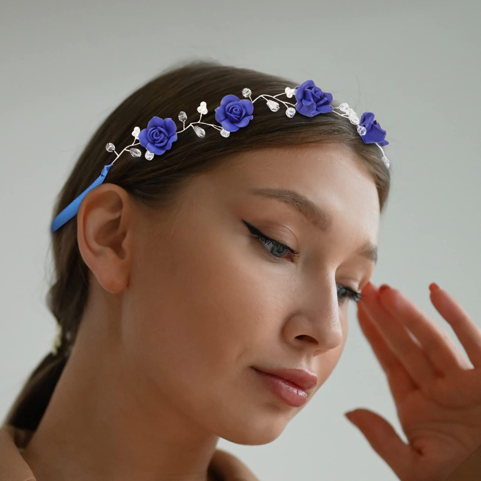 Beavorty Beavorty Blue Rhinestone Headband Yellow Headband Kids Shoelaces Wedding Headpieces Flower Headpiece Wedding Decor Wedding Hair Accessories Women\'s Vine Polymer Clay Girl