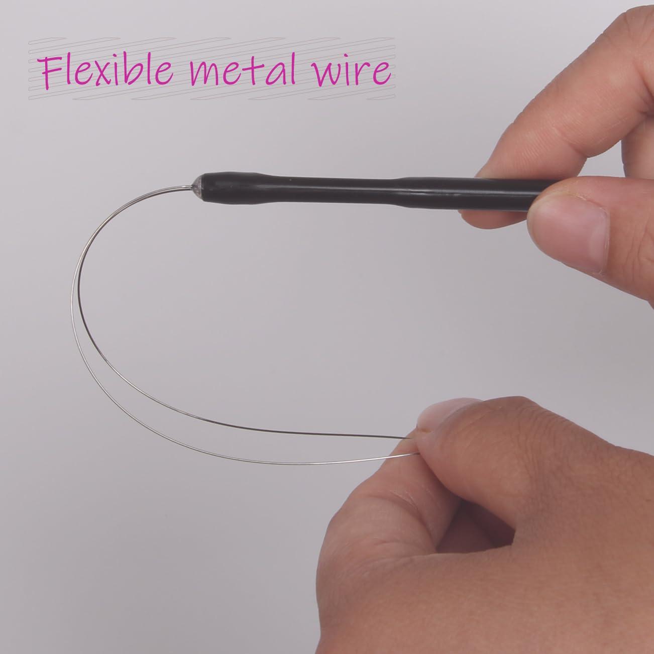 FeiHong 10 Pcs Hair Extension Loop Needle Threader, Wire Pulling Hook Tool and Bead Device Micro Links Kit for Hair and Feather Extensions