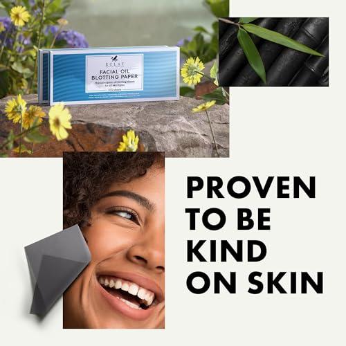 Eclat Skincare Oil Blotting Sheets for Face, Activated Bamboo Charcoal Blotting Paper for Oily Skin Control, Compatible with Oil Absorbing Roller, 100 Oil Absorbing Sheets for Face, Oily Skin, Facial Oil Wipes