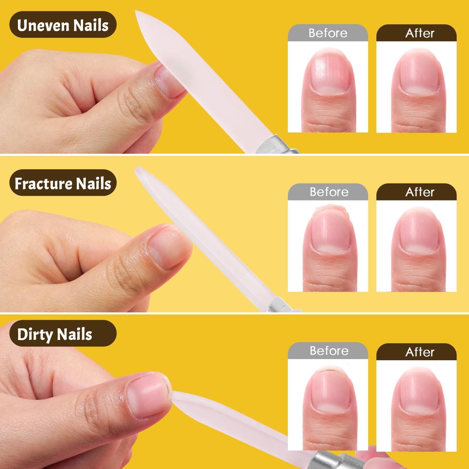 CANVALITE CANVALITE Glass Nail File Set for Natural Nails Crystal Nail Files Glass Fingernail File Double-Sided Etched Gentle Nail Care Stocking Stuffers for Women Girls Gifts, Pack of 2(Silver + Red)